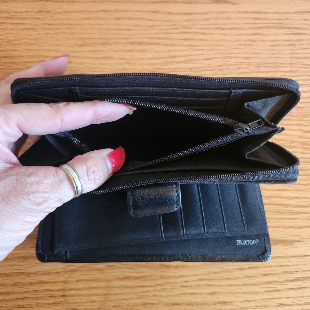 Buxton Black Leather Bifold Wallet - Picture 7 of 11
